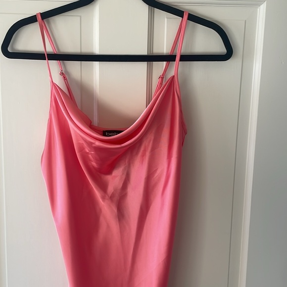 NWT! Bebe Pink Cowl Neck Satin Midi Dress! - Picture 2 of 8